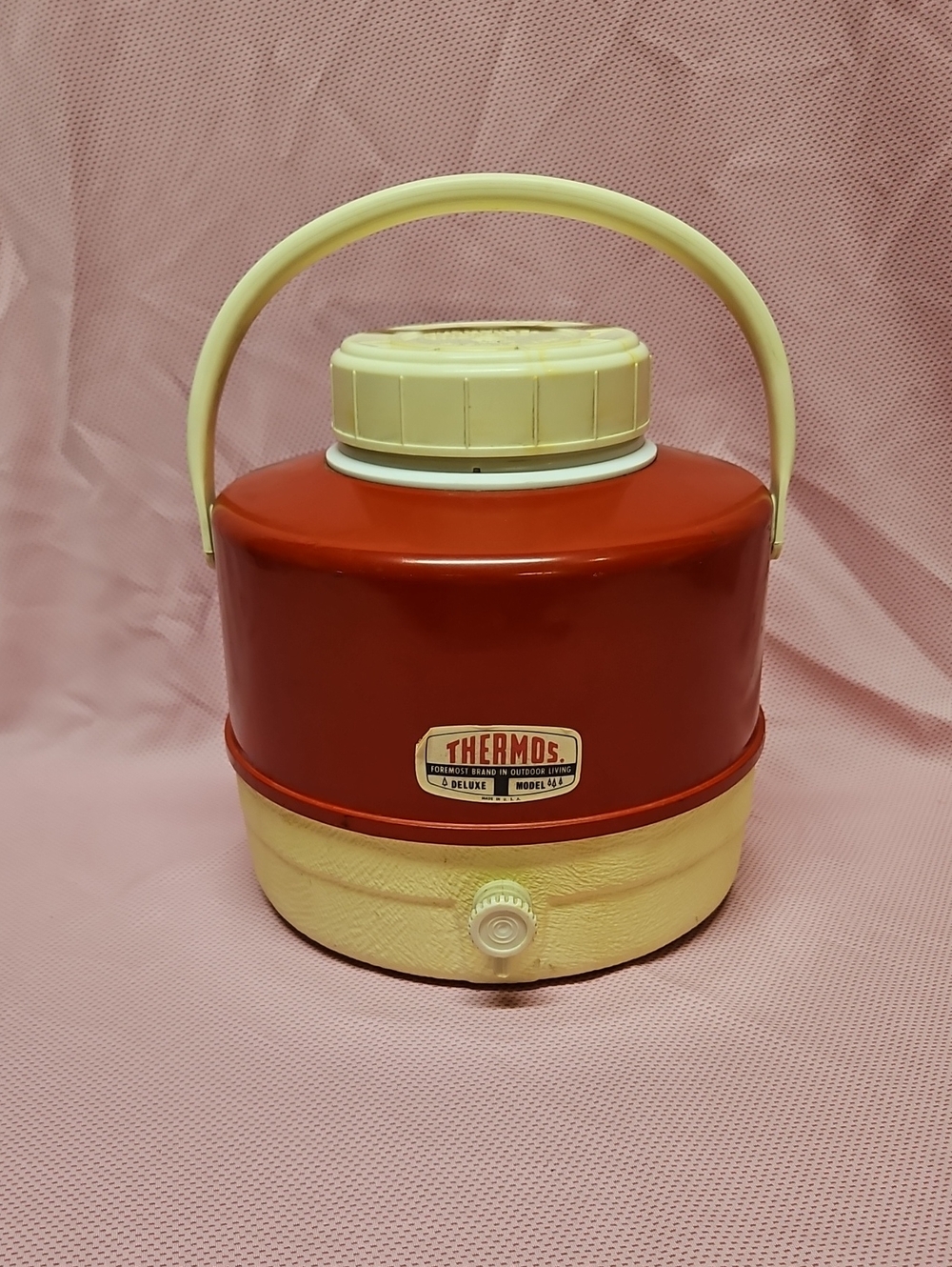 70's Red Thermos Deluxe Model Picnic Water Jug